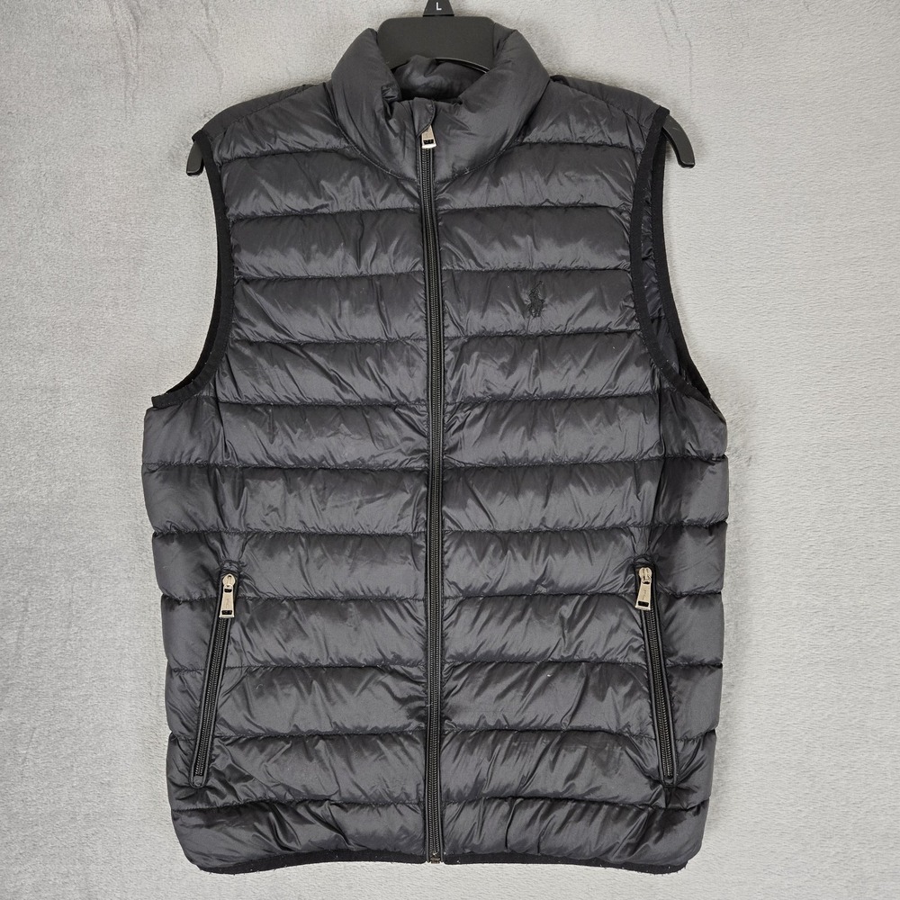 Polo‎ Ralph Lauren Vest Mens Small White Duck Down Puffer Gilet Quilted Full Zip